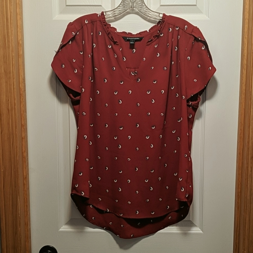 Women's tulip sleeve high low blouse